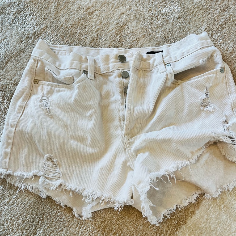 White jean shorts